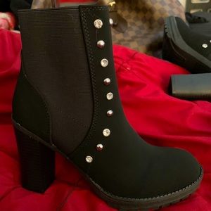 Andiamo black suede studded booties